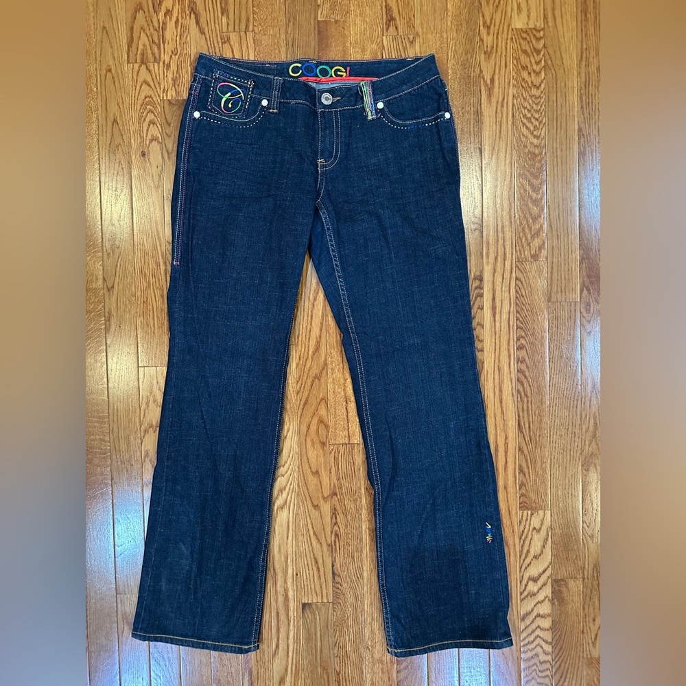 Coogi  Australia rainbow threaded low rise jeans women’s size 13/14 EUC